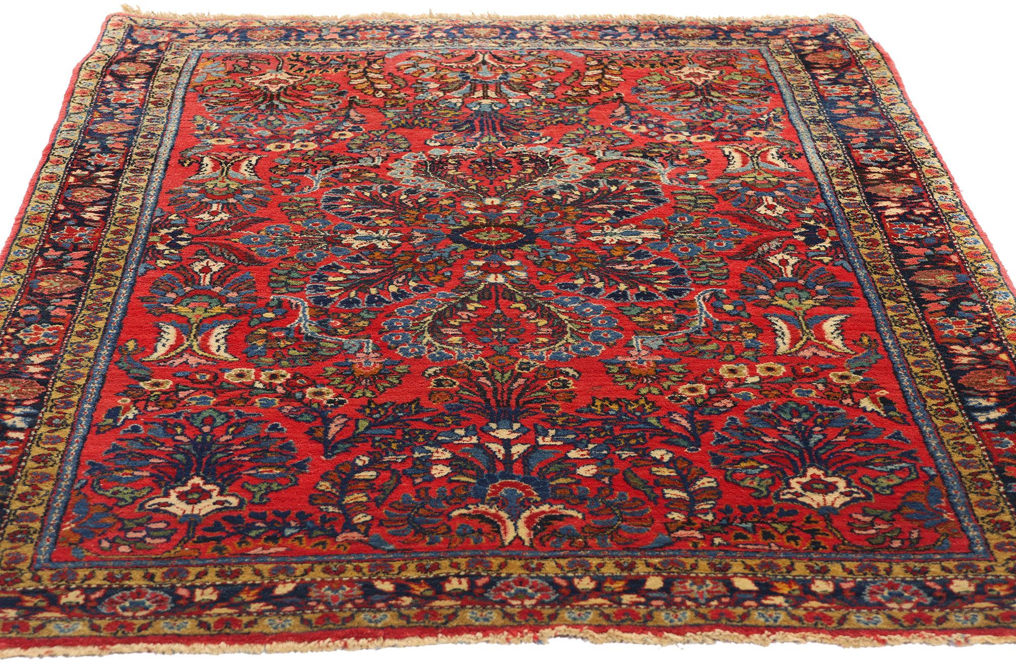 Vintage Rot Persisch Floral Sarouk Teppich (Sarouk Farahan) im Angebot