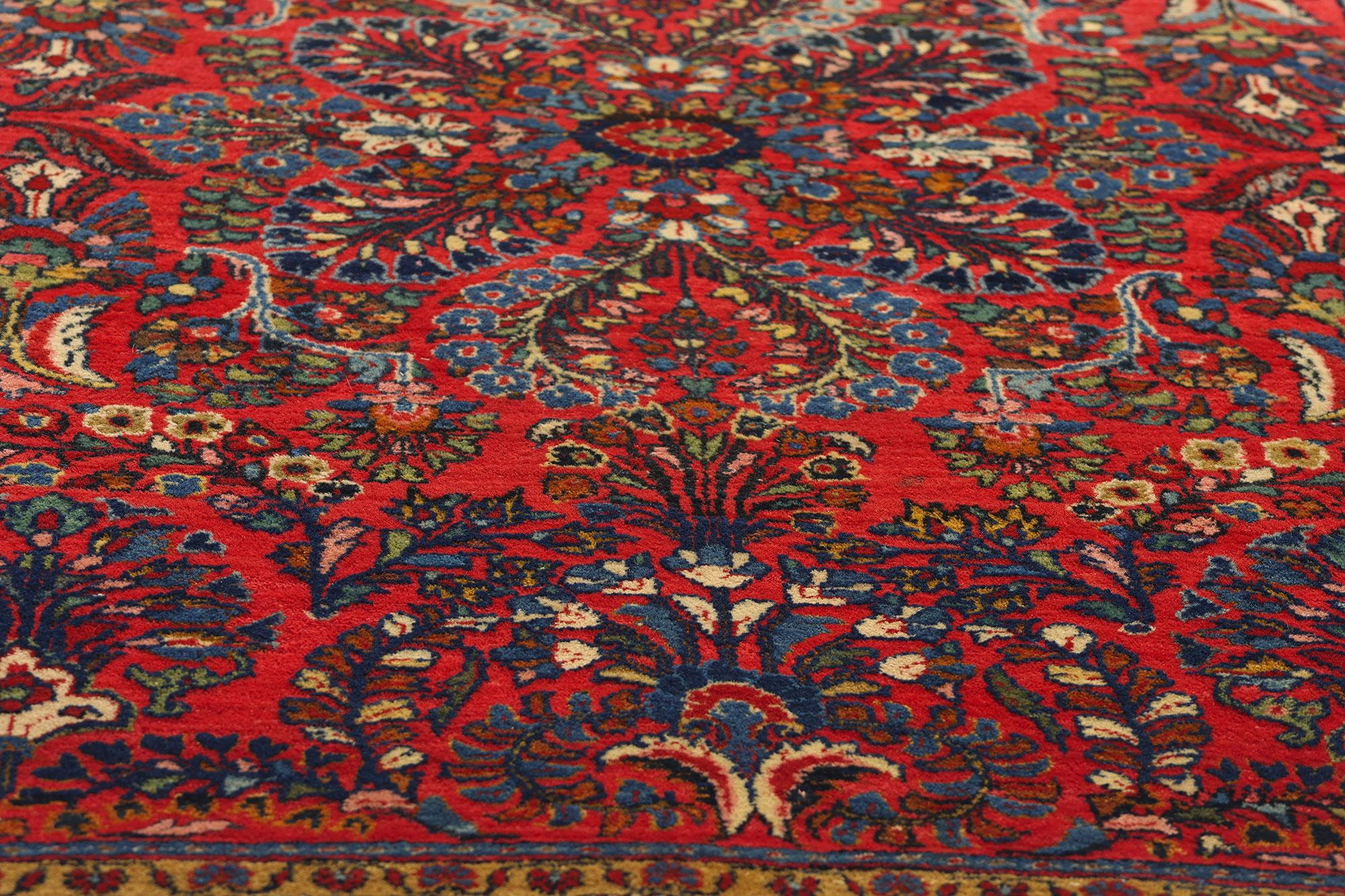 Vintage Rot Persisch Floral Sarouk Teppich im Zustand „Gut“ im Angebot in Dallas, TX