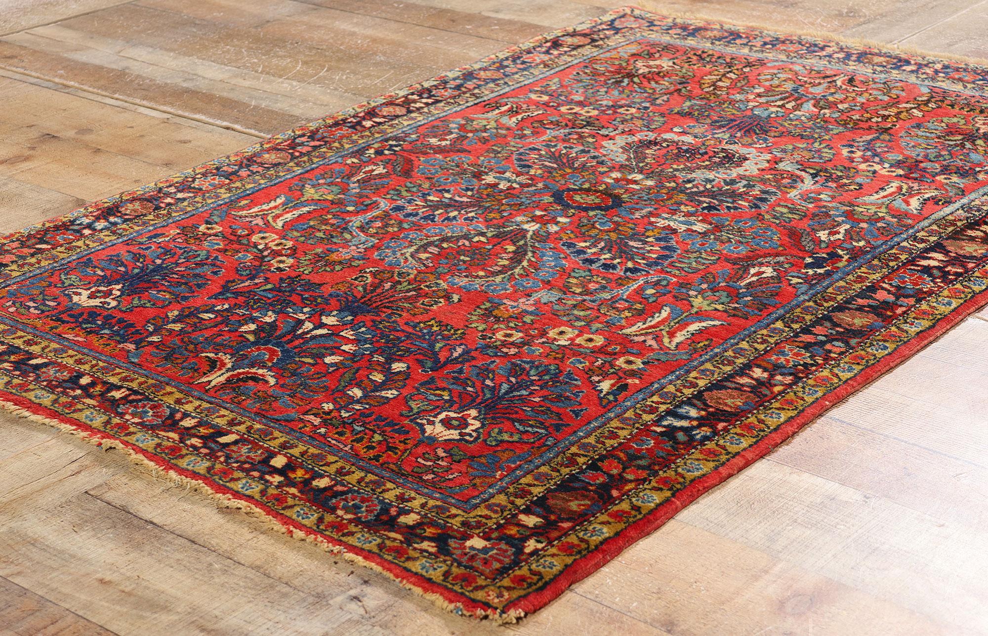 Vintage Rot Persisch Floral Sarouk Teppich (Wolle) im Angebot