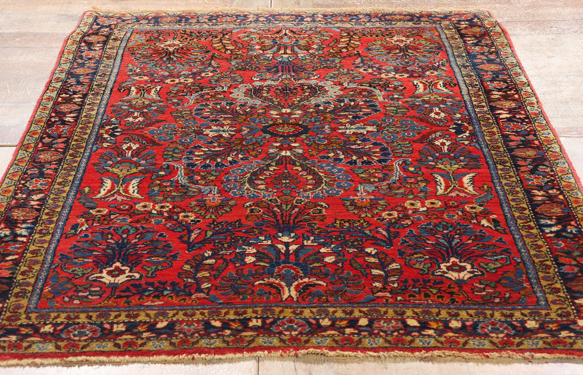 Vintage Rot Persisch Floral Sarouk Teppich im Angebot 1