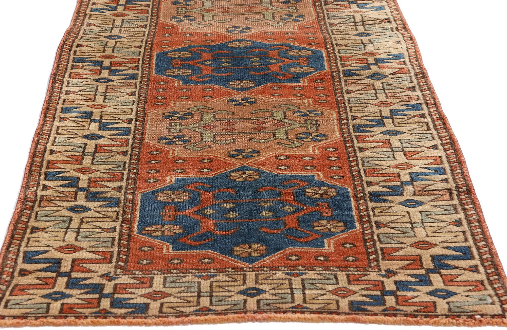 Vintage Rot Persisch Hamadan Teppich Teppich Läufer (Handgeknüpft) im Angebot