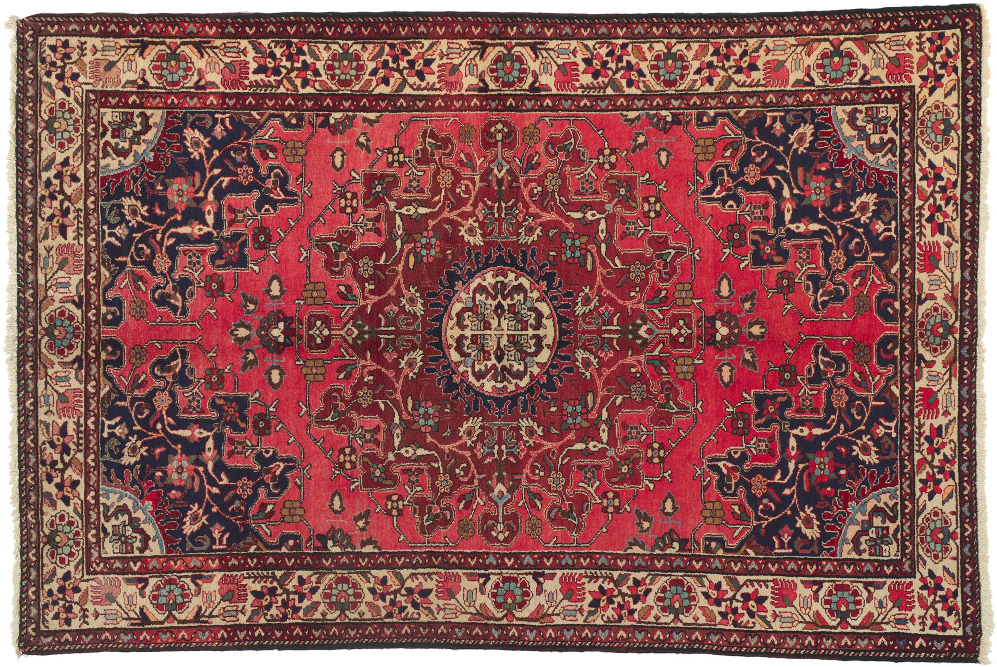 Vintage Red Persian Hamadan Rug with Traditional Style For Sale 3