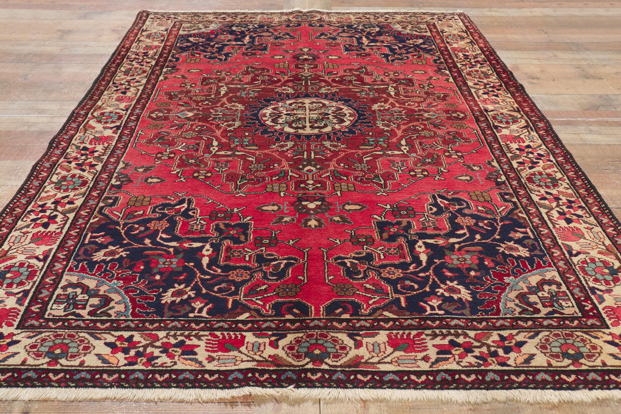 Vintage Red Persian Hamadan Rug with Traditional Style For Sale 1