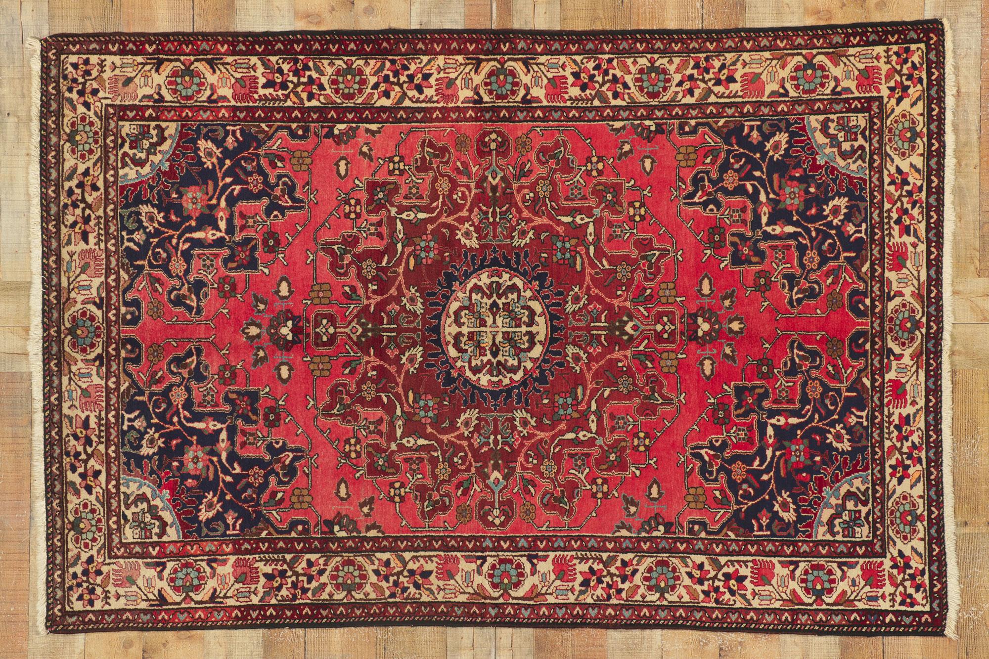 Vintage Red Persian Hamadan Rug with Traditional Style For Sale 2