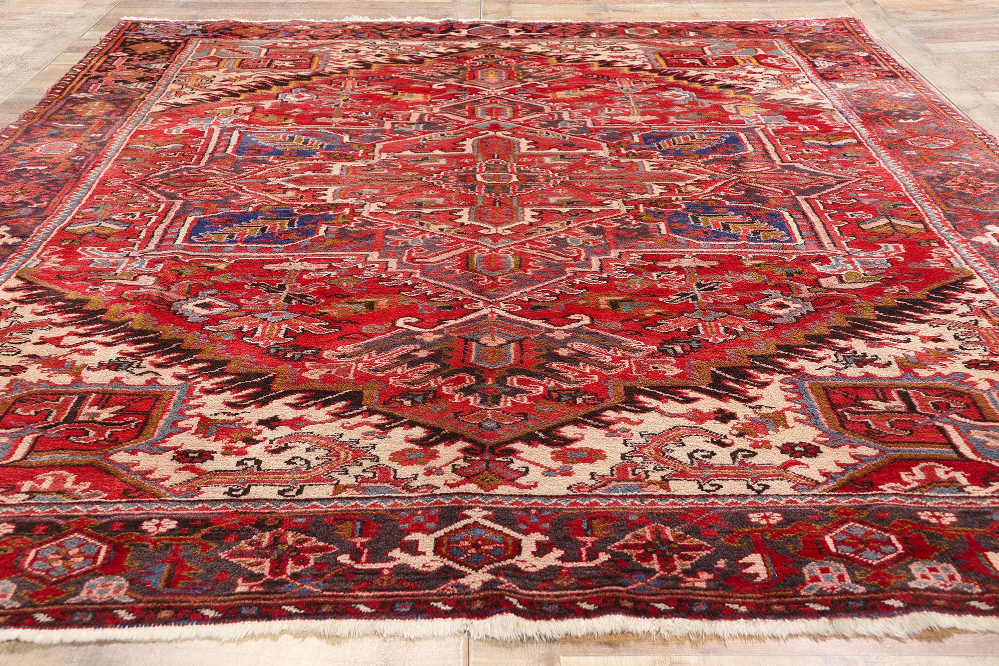 Roter persischer Heriz-Teppich im Vintage-Stil, 07'11 x 10'00 (Wolle) im Angebot