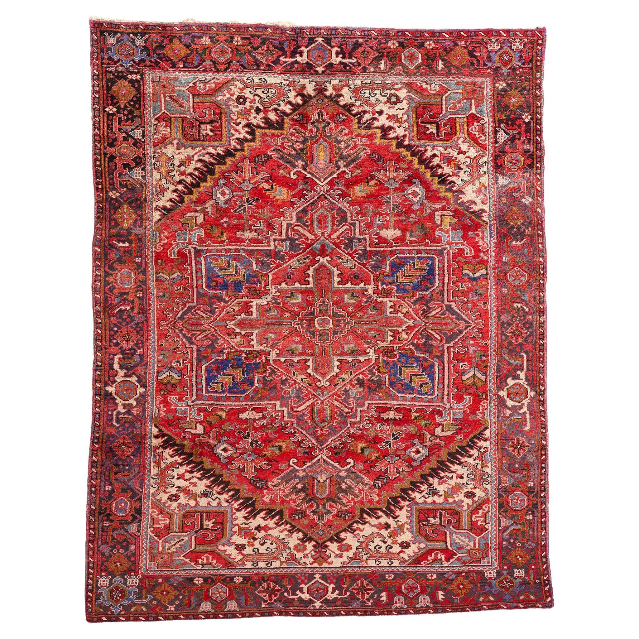 Alfombra Persa Heriz Roja Vintage, 07'11 x 10'00