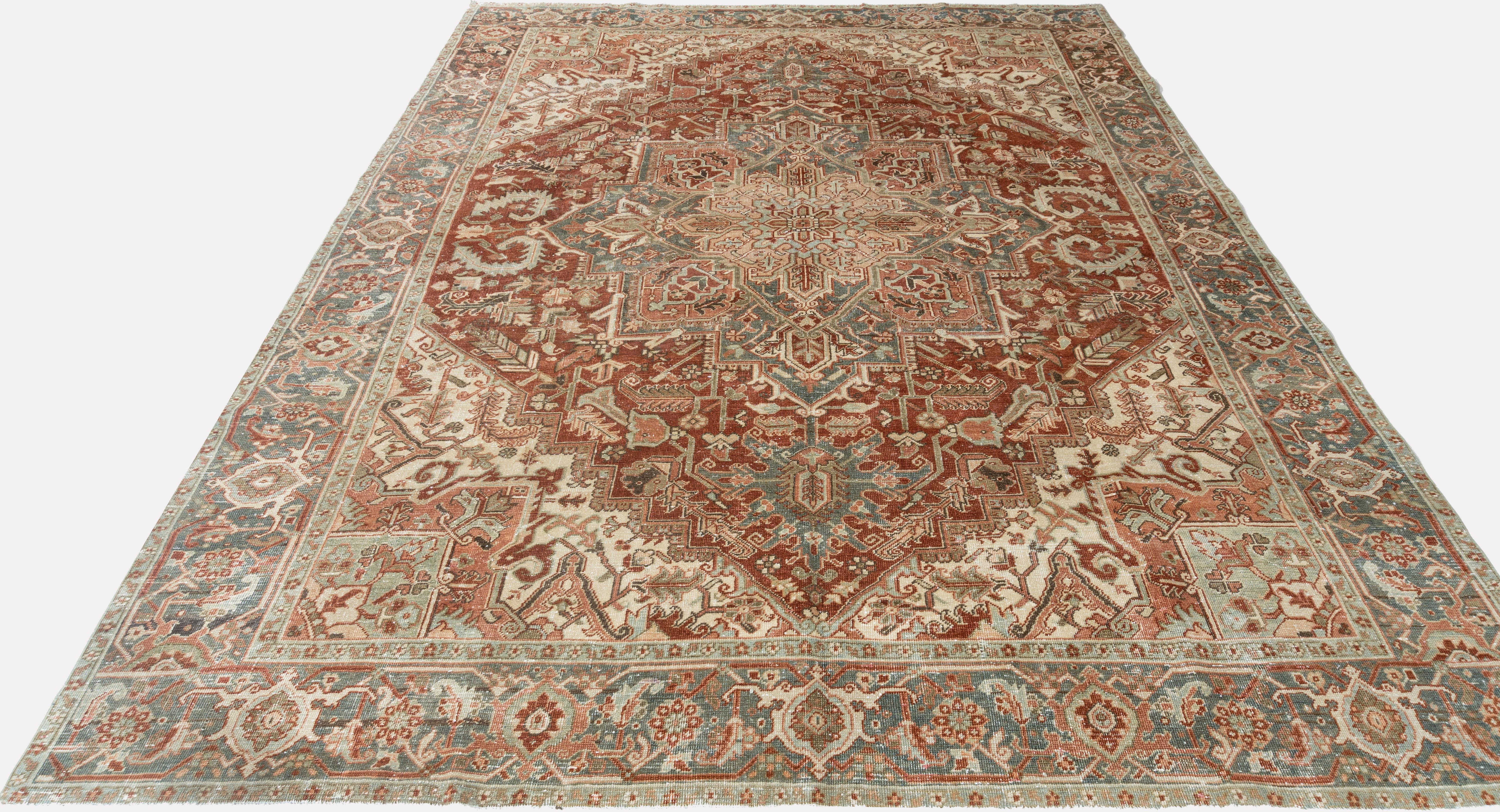 Tappeto persiano Heriz rosso vintage  8'5 x 11' in vendita 5