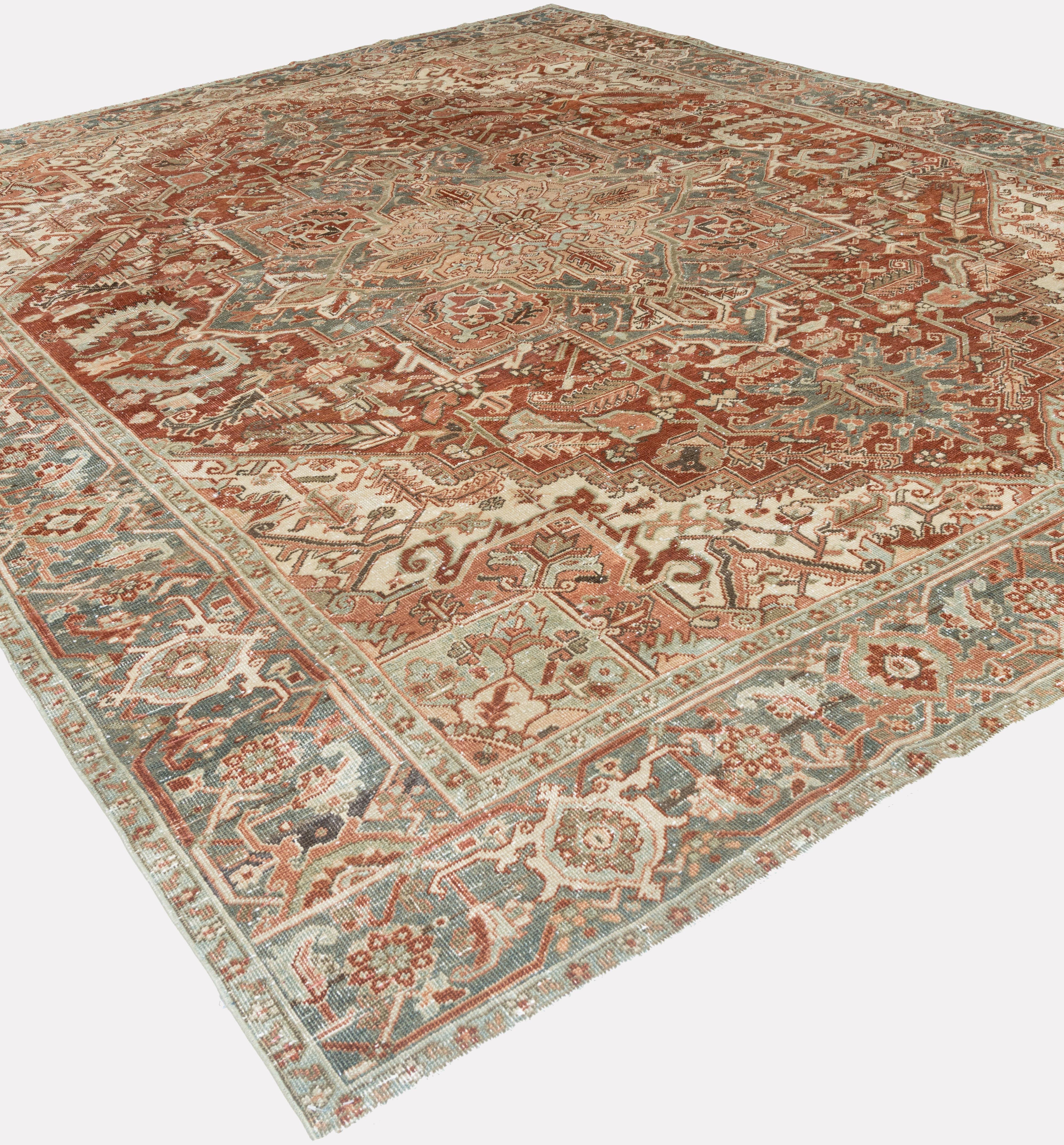 Tappeto persiano Heriz rosso vintage  8'5 x 11' in vendita 6