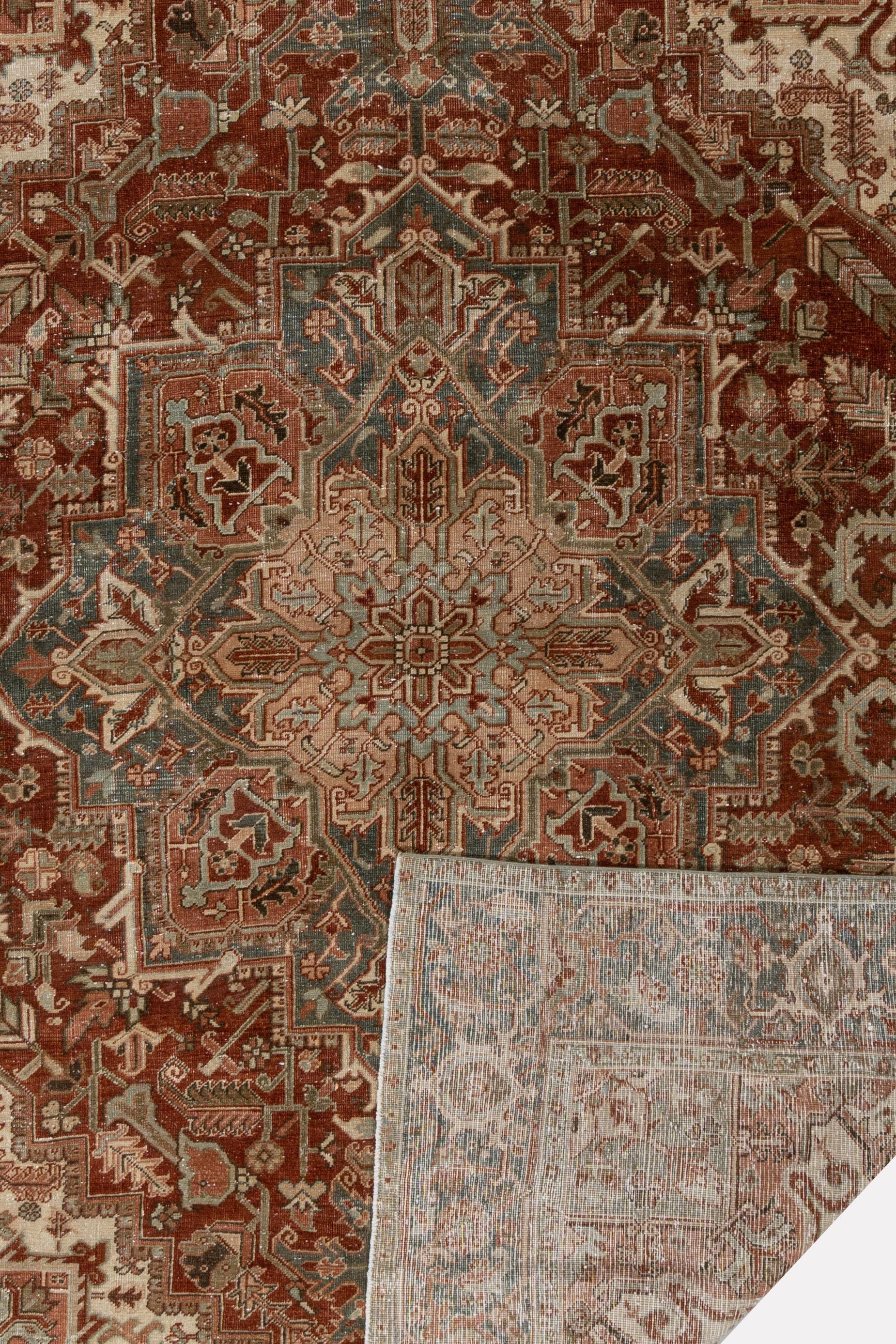 Tappeto persiano Heriz rosso vintage  8'5 x 11' in vendita 7