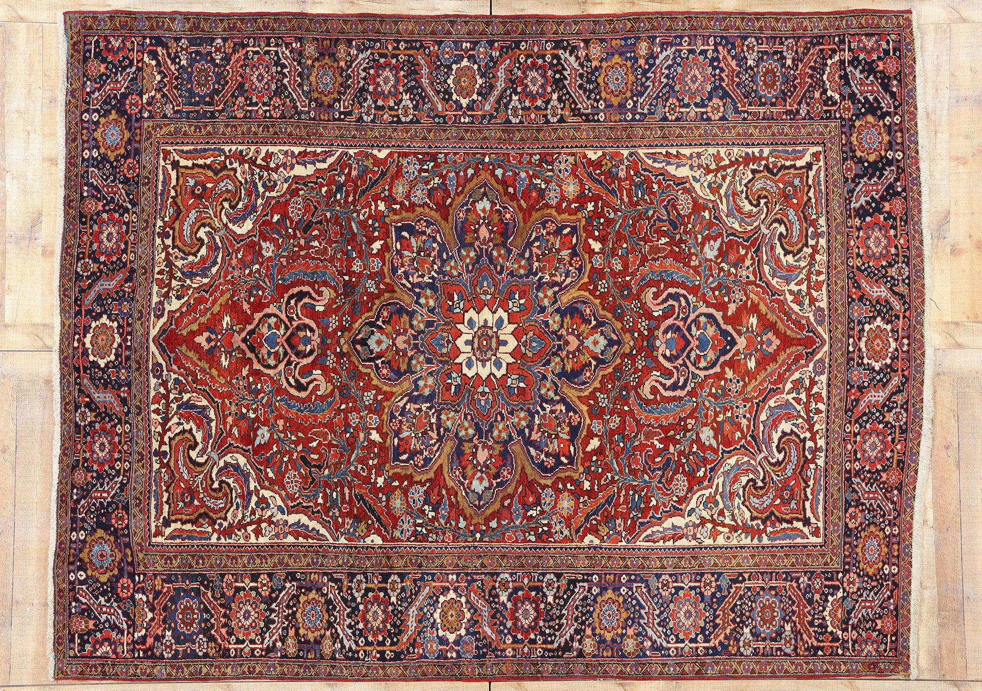 1940's Persian Heriz Carpet with Modern Style im Angebot 1