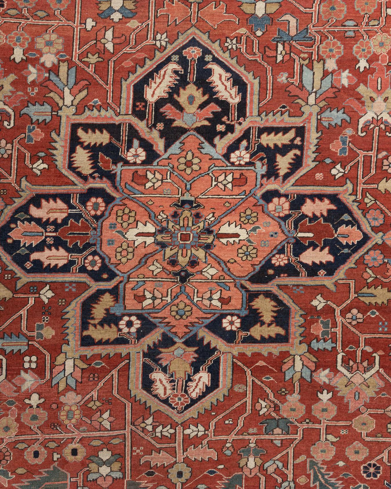 Vintage Rot Persisch Heriz Serapi Teppich 11'4 x 18'5 im Angebot 4