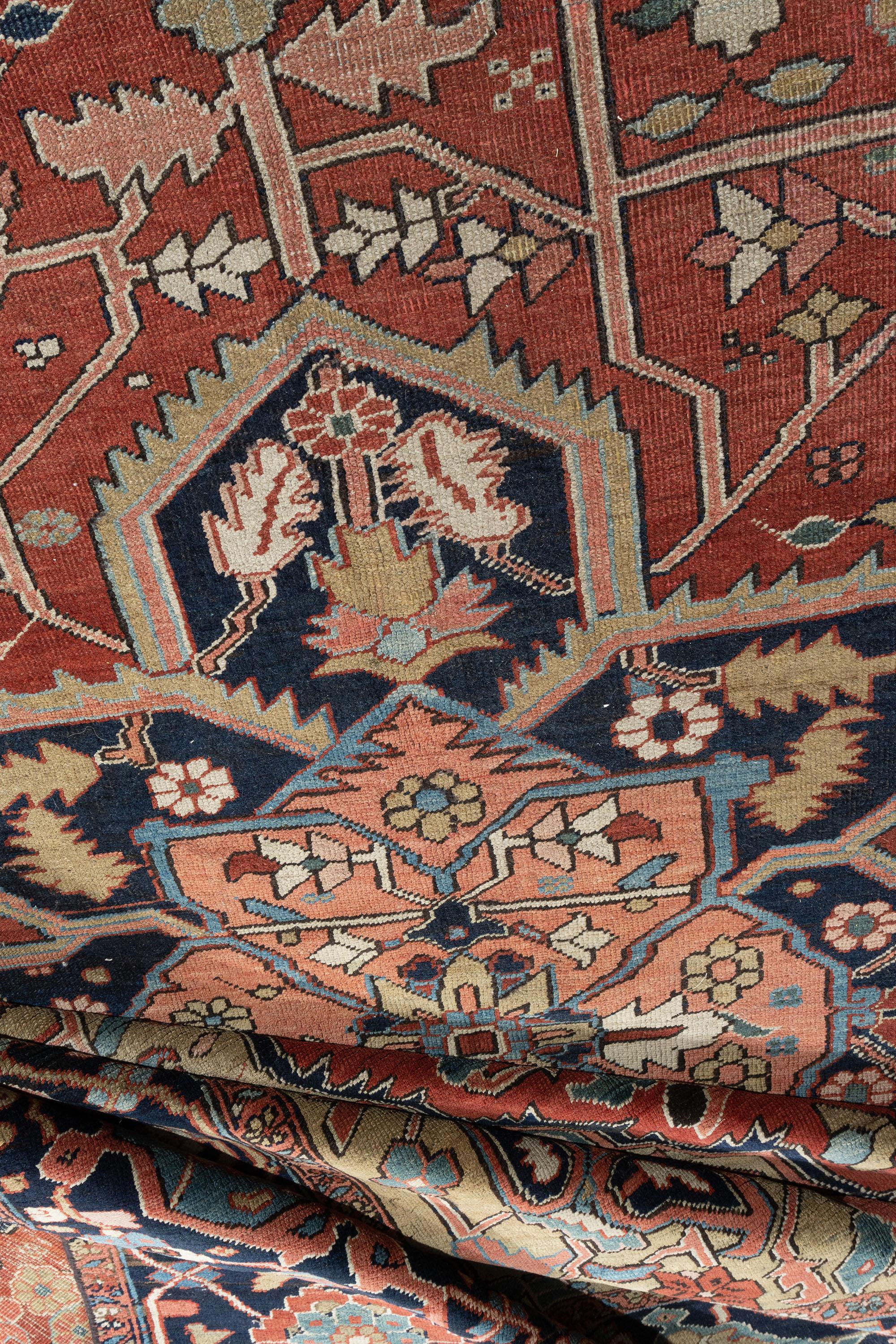 Vintage Rot Persisch Heriz Serapi Teppich 11'4 x 18'5 im Angebot 6