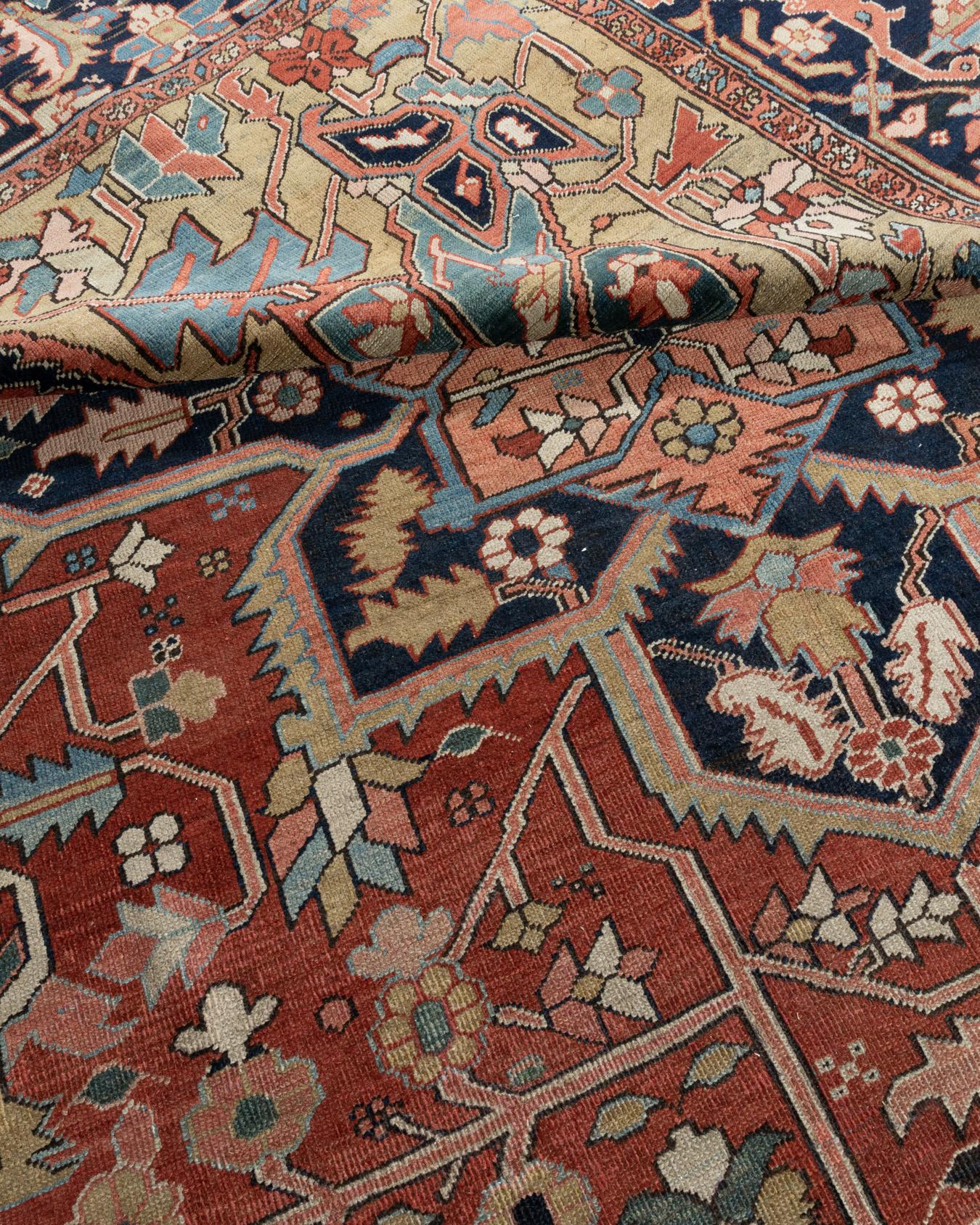 Vintage Rot Persisch Heriz Serapi Teppich 11'4 x 18'5 im Angebot 11