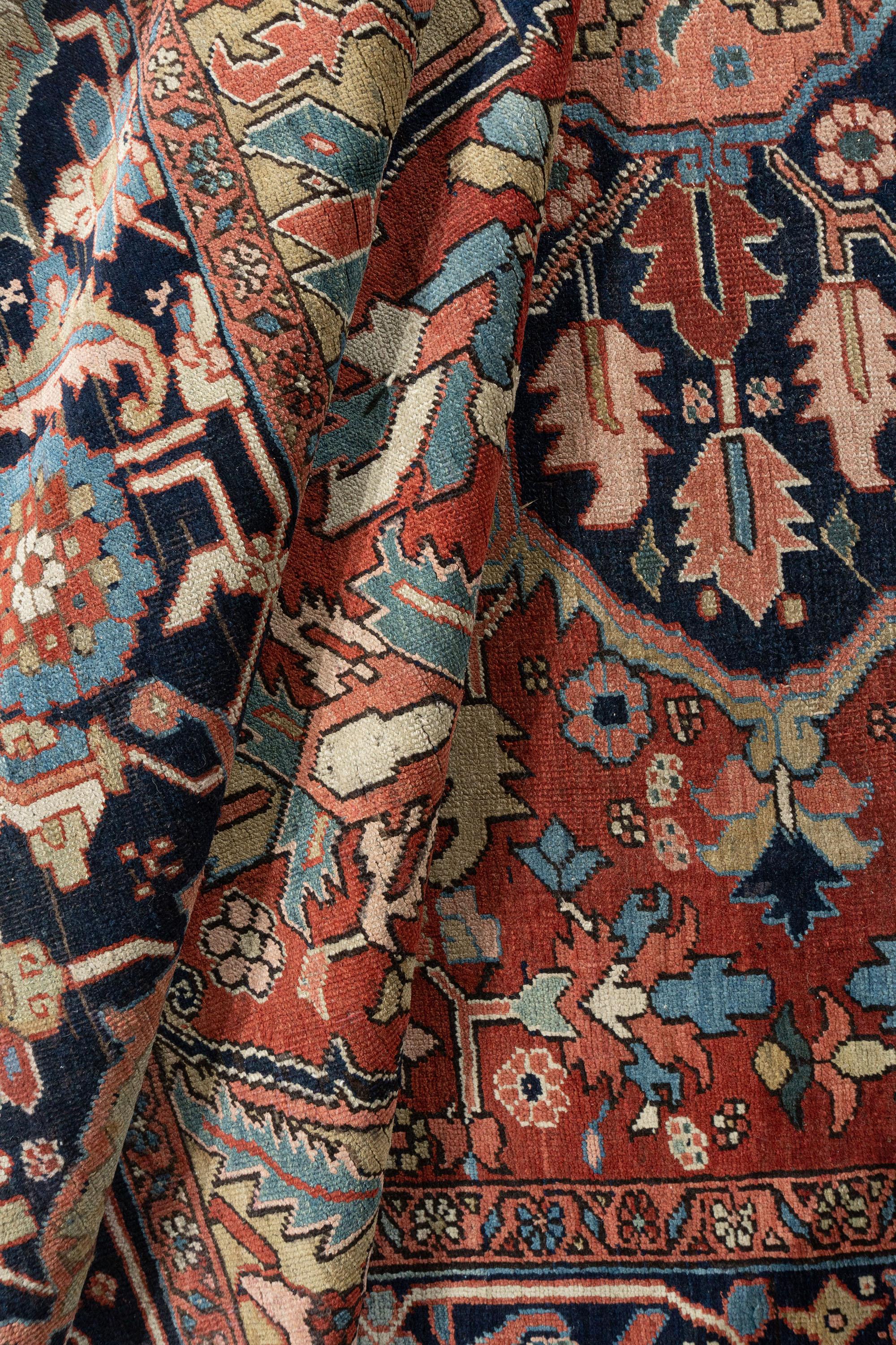 Vintage Rot Persisch Heriz Serapi Teppich 11'4 x 18'5 (Wolle) im Angebot