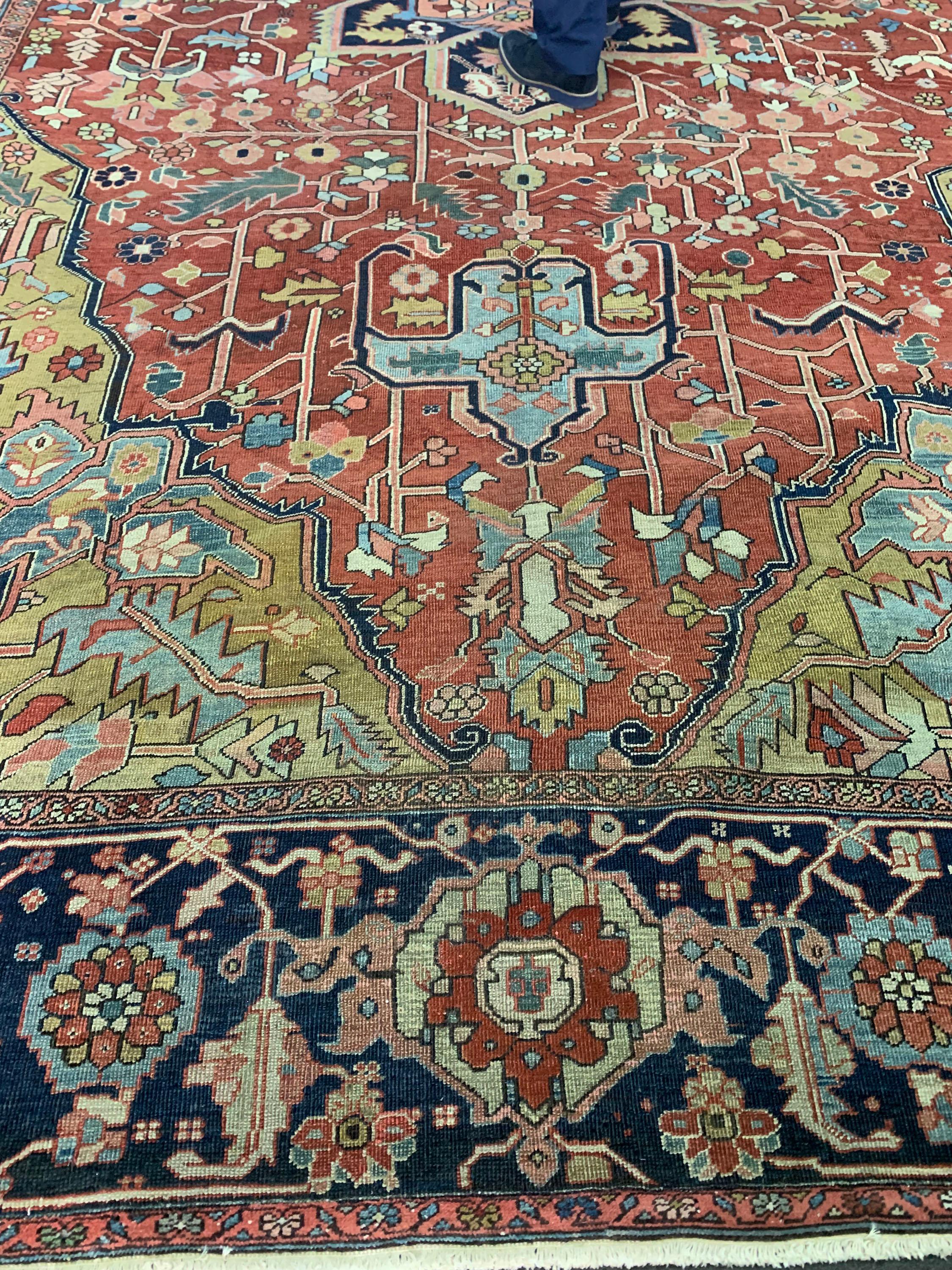 Vintage Rot Persisch Heriz Serapi Teppich 11'4 x 18'5 im Angebot 2