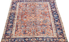 Vintage Red Persian Heriz Wool Rug with Allover Design