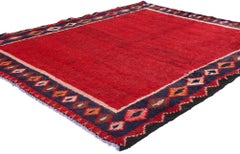 Vintage Red Persian Lori Carpet with Diamond Border