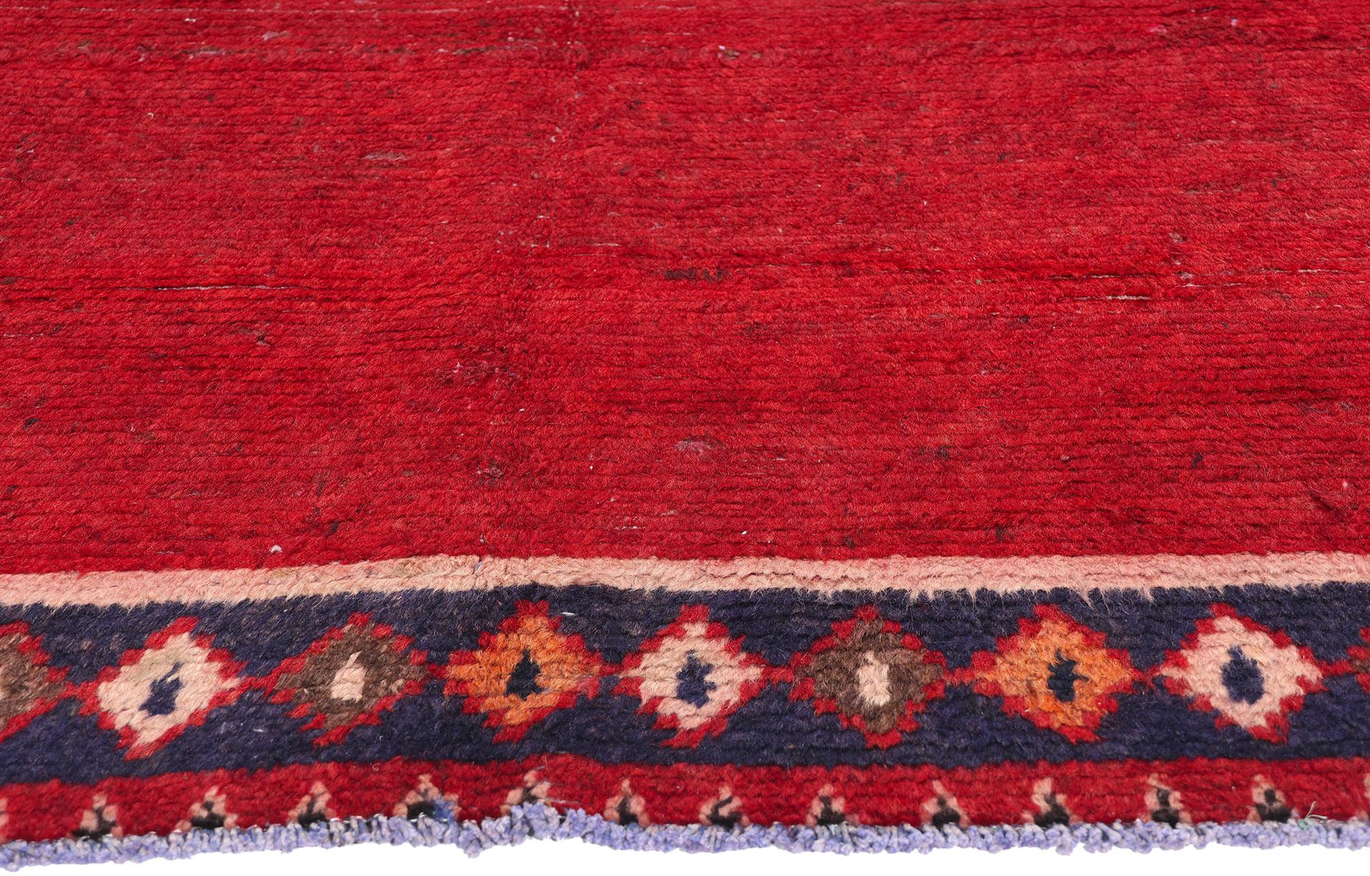 Persiano Tappeto persiano Vintage By rosso con bordo a diamante in vendita