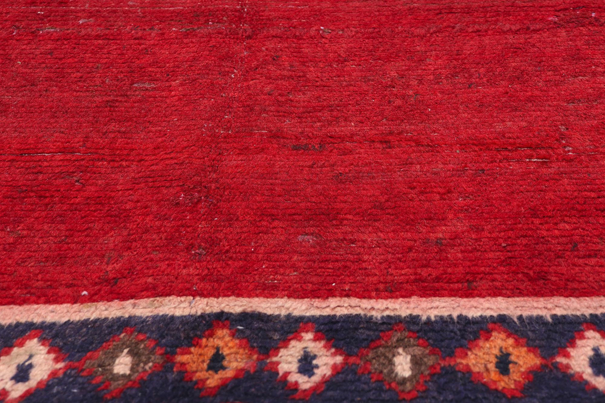Annodato a mano Tappeto persiano Vintage By rosso con bordo a diamante in vendita