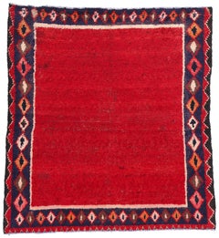 Vintage Red Persian Lori Carpet with Diamond Border