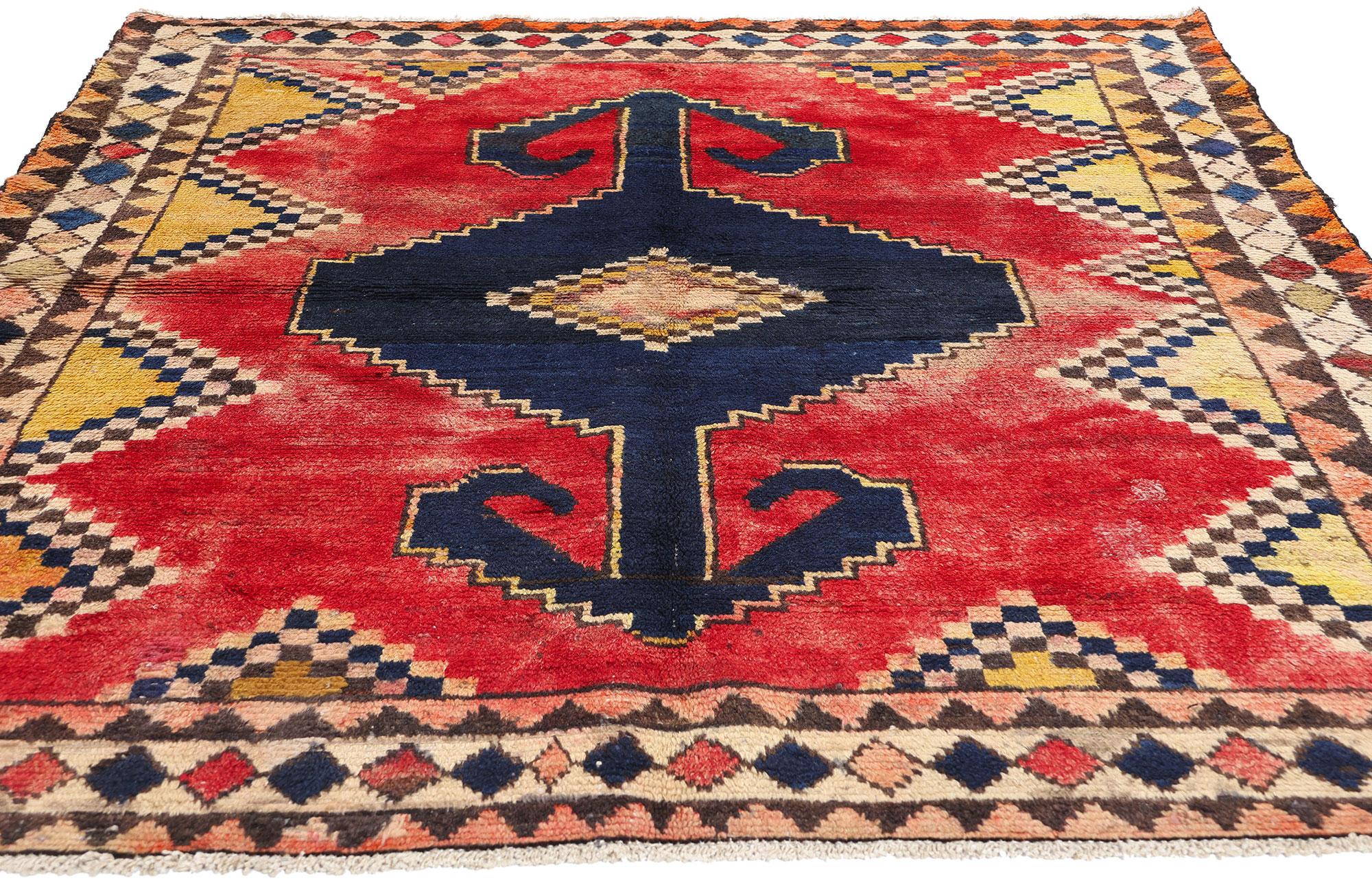 Mid-Century Modern Tapis persan Lori rouge vintage en vente