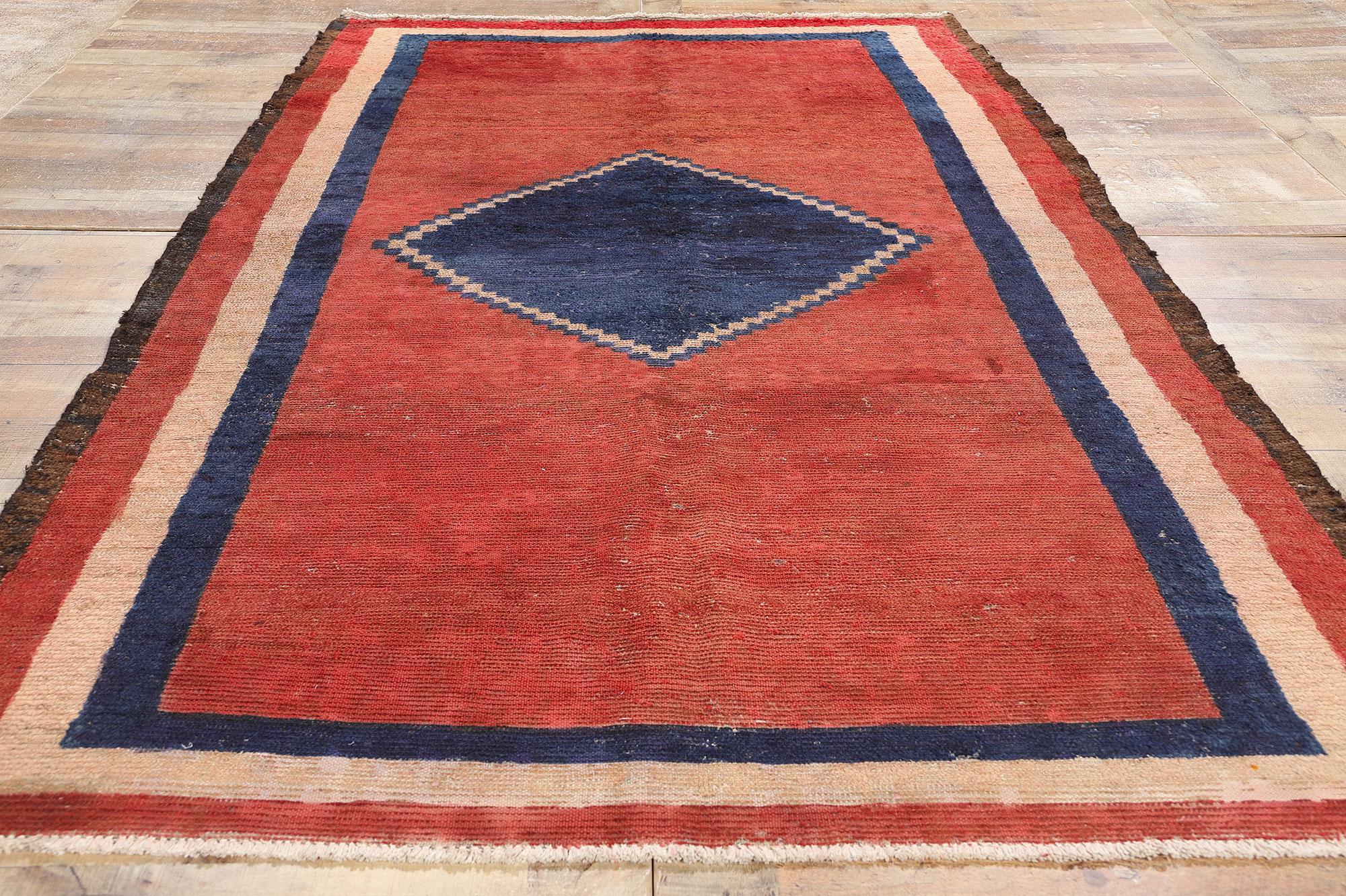 Alfombra persa roja vintage Lori Diamond Lana en venta