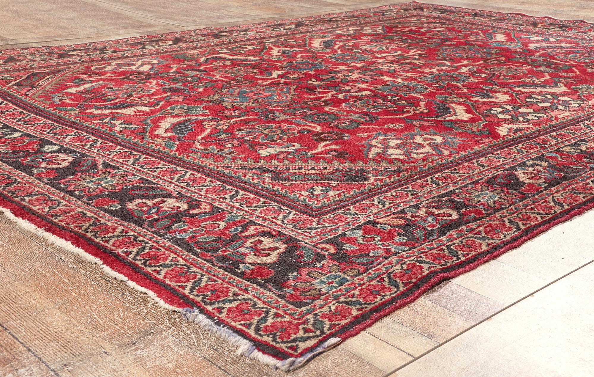Vintage Red Persian Mahal Carpet In Good Condition For Sale In Dallas, TX