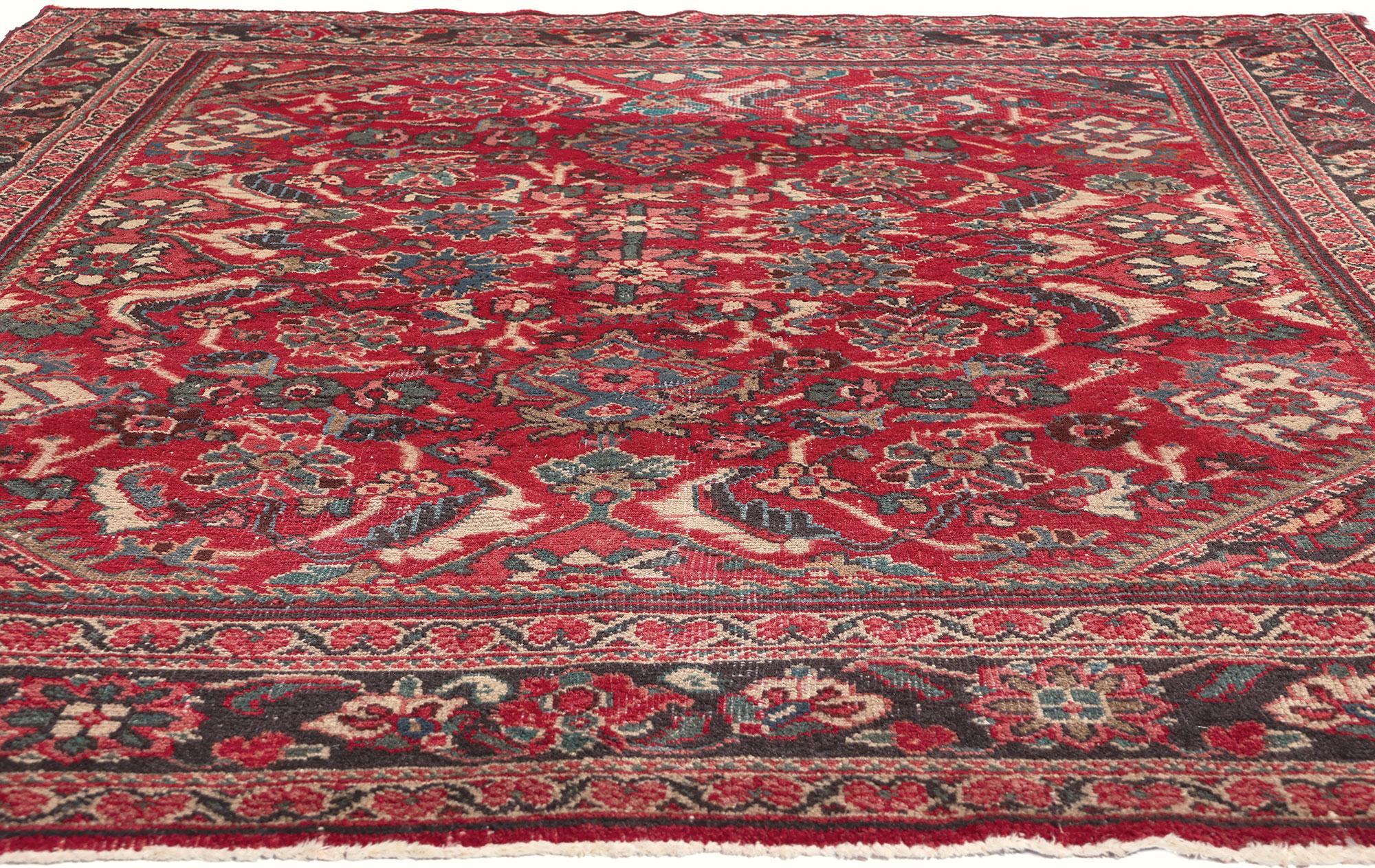 20th Century Vintage Red Persian Mahal Carpet For Sale