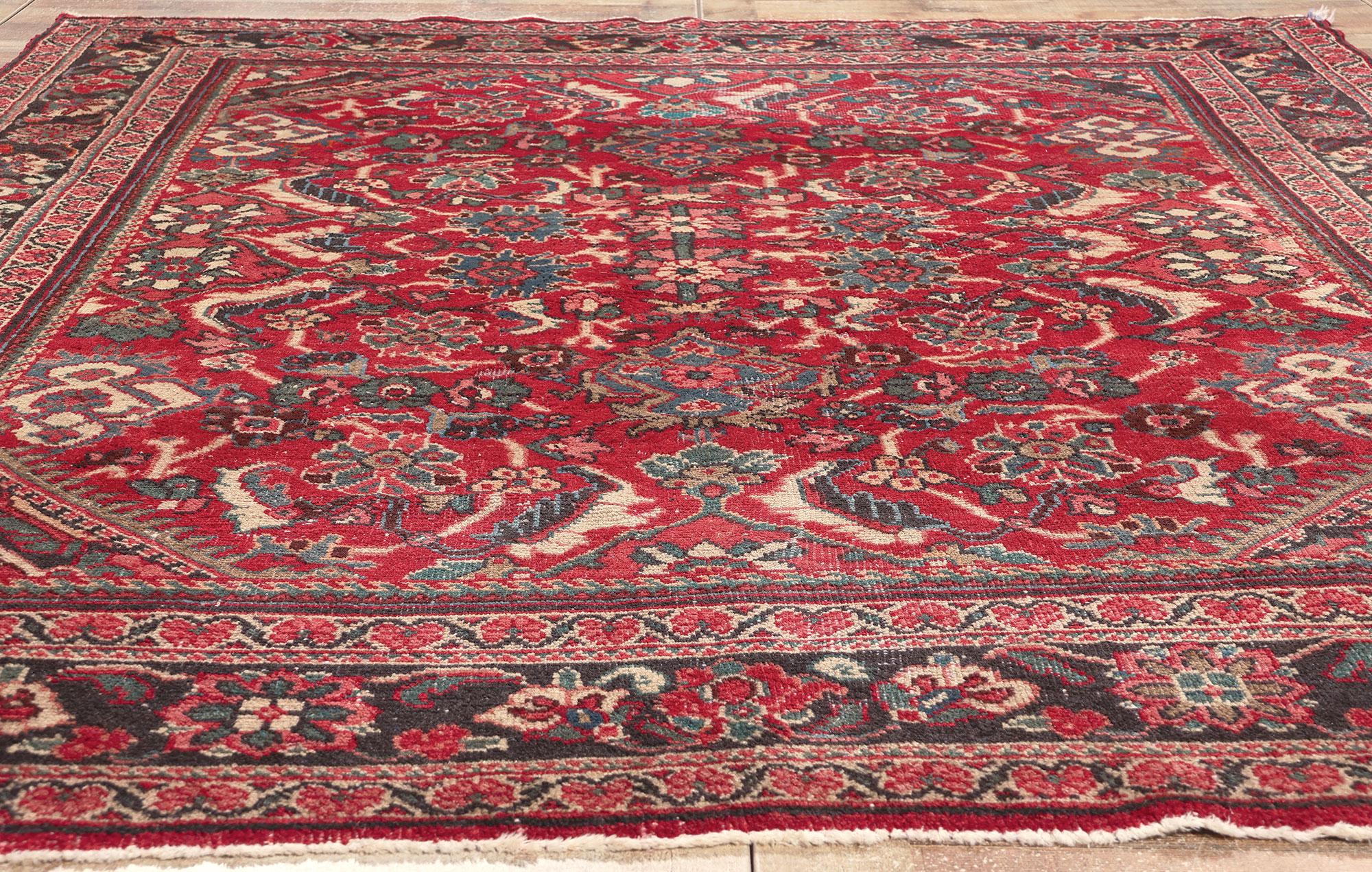 Wool Vintage Red Persian Mahal Carpet For Sale