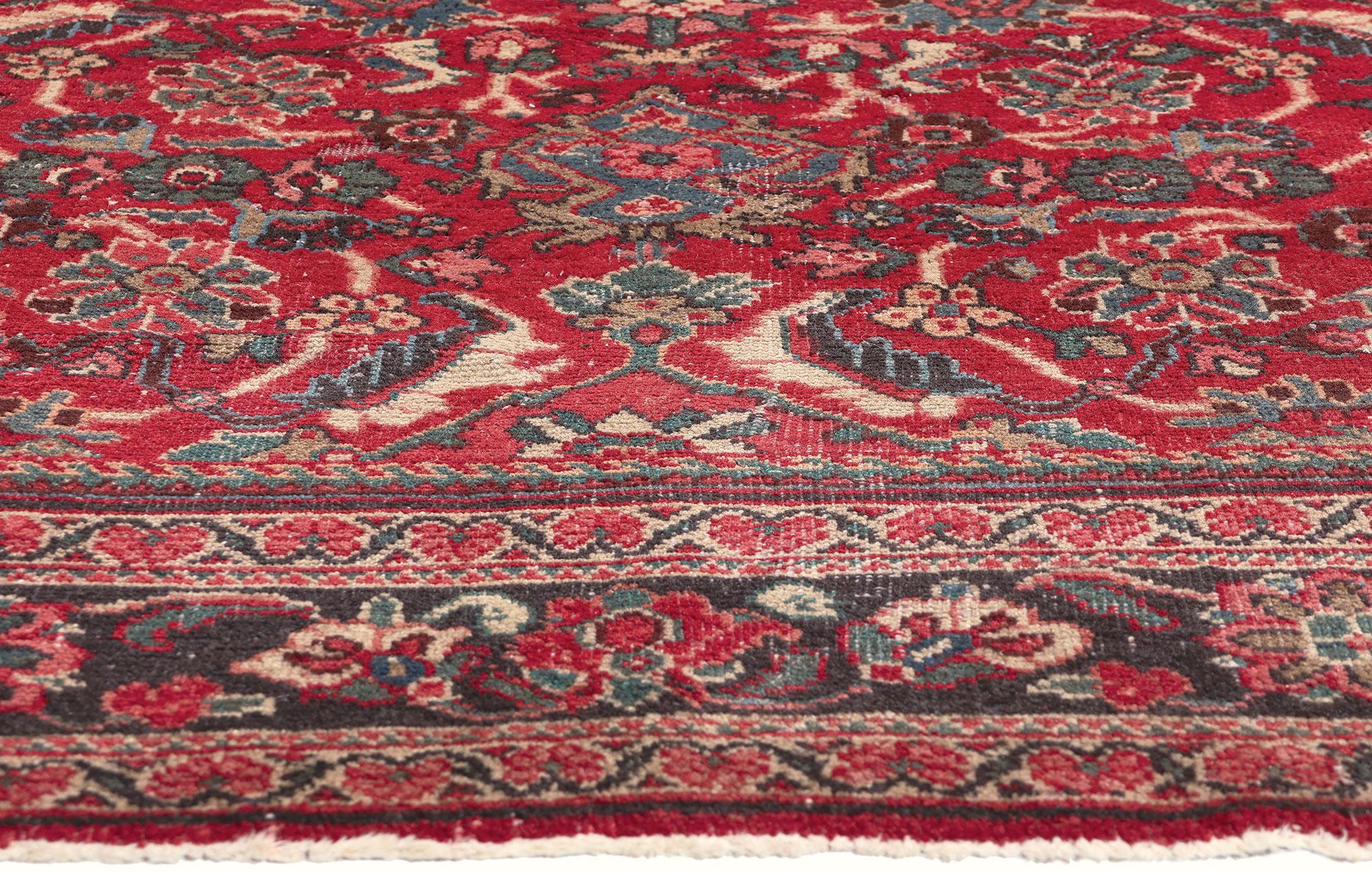 Laine Tapis persan Mahal rouge vintage en vente