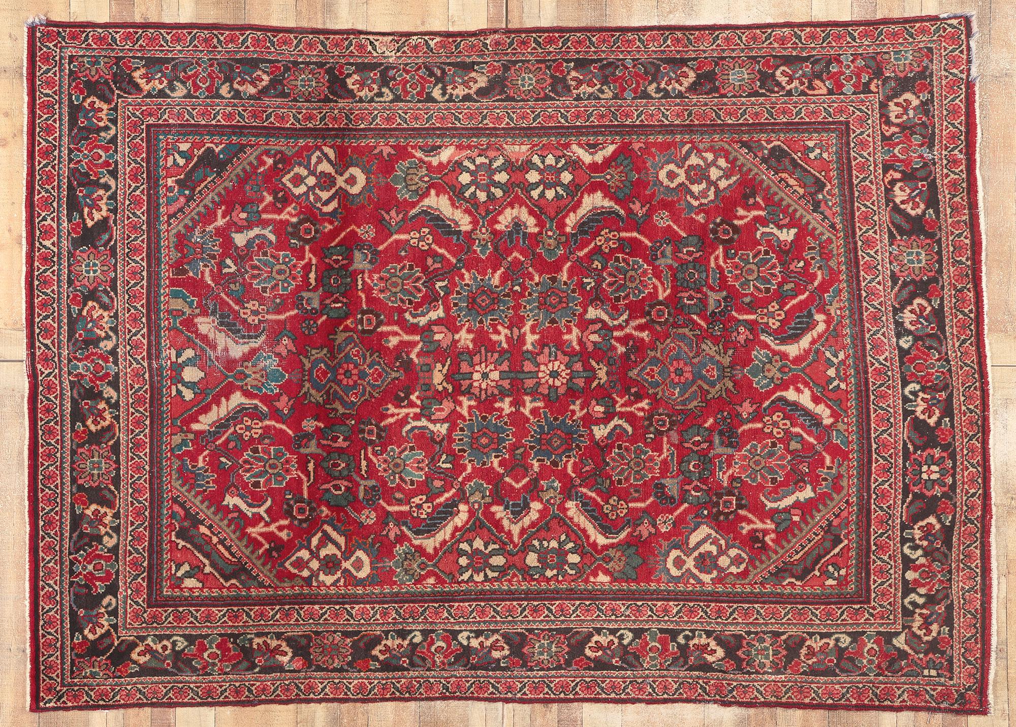 Tapis persan Mahal rouge vintage en vente 1