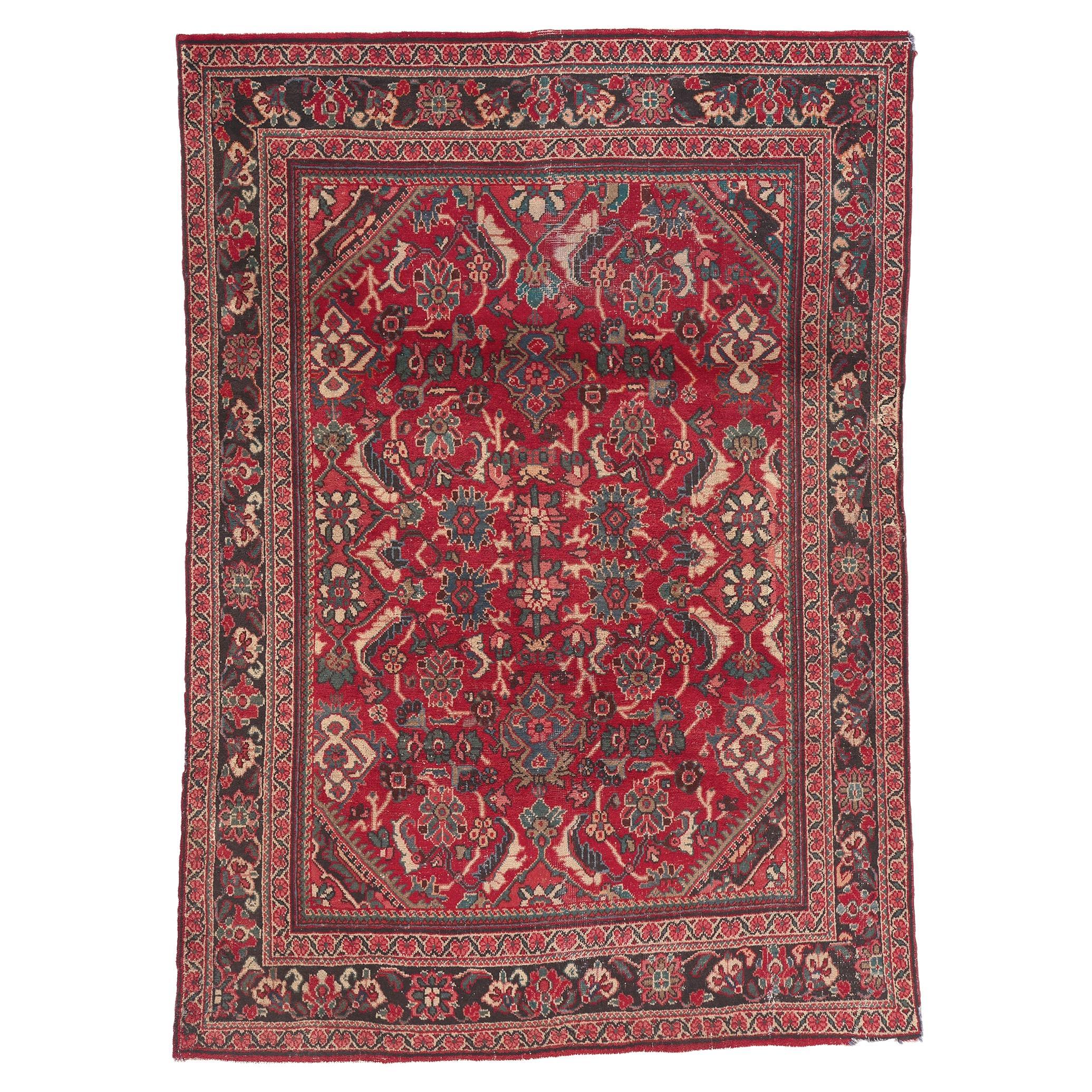 Vintage Red Persian Mahal Carpet For Sale