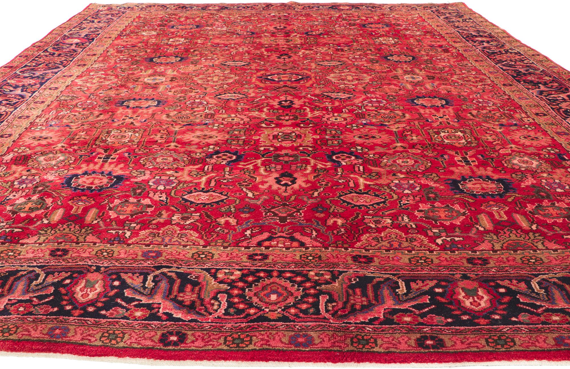 Hand-Knotted Vintage Red Persian Malayer Rug For Sale