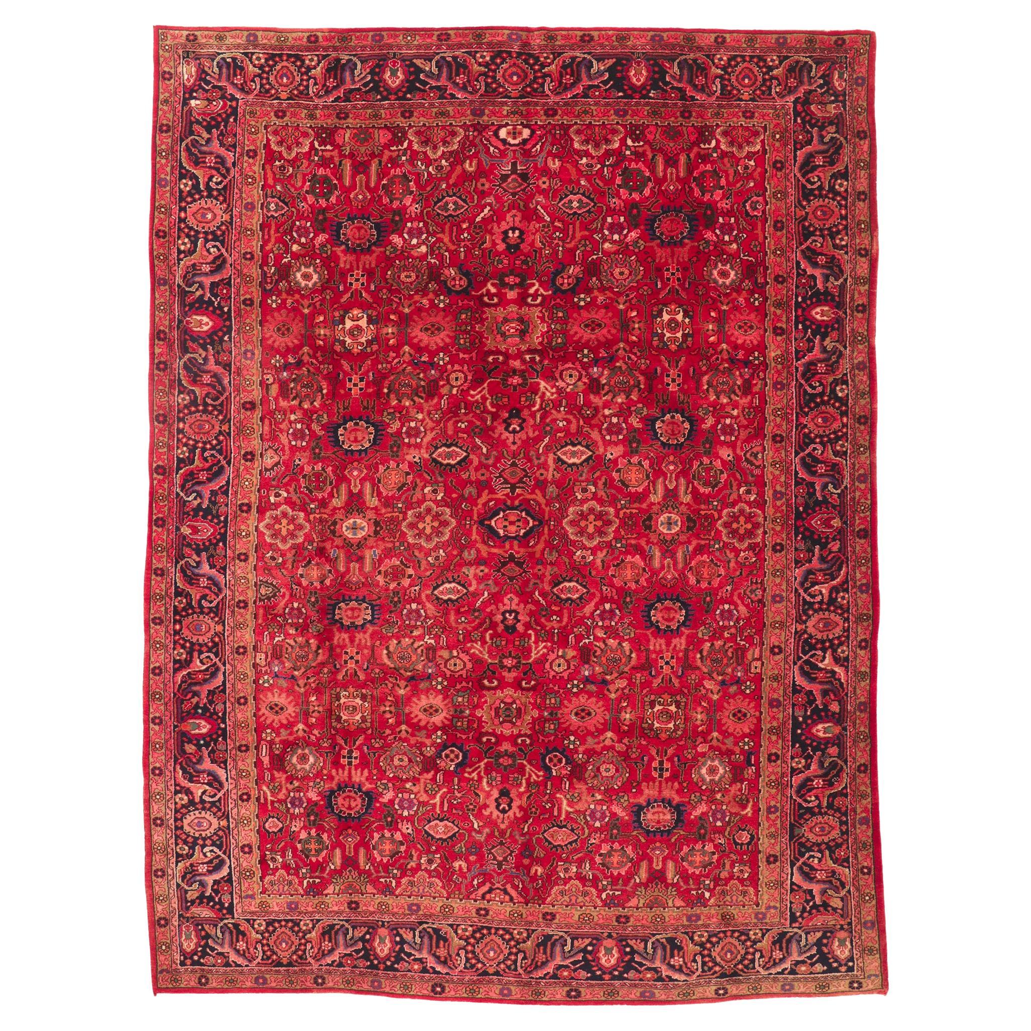 Vintage Red Persian Malayer Rug For Sale