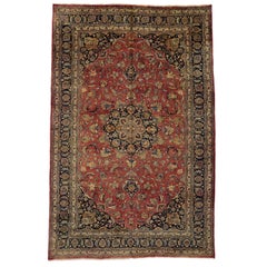 Vintage Red Persian Mashhad Rug