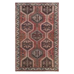Handgeknüpfter roter persischer Qashqai-Teppich aus natürlicher Wolle mit dünnem Flor in Rot