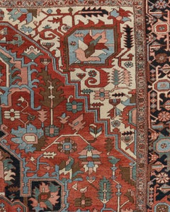 Vintage Persian Heriz Serapi Rug, Hand-Woven Wool, 9'7" x 12'6"