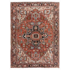 Tapis persan Serapi Heriz rouge vintage 9'7 x 12'6