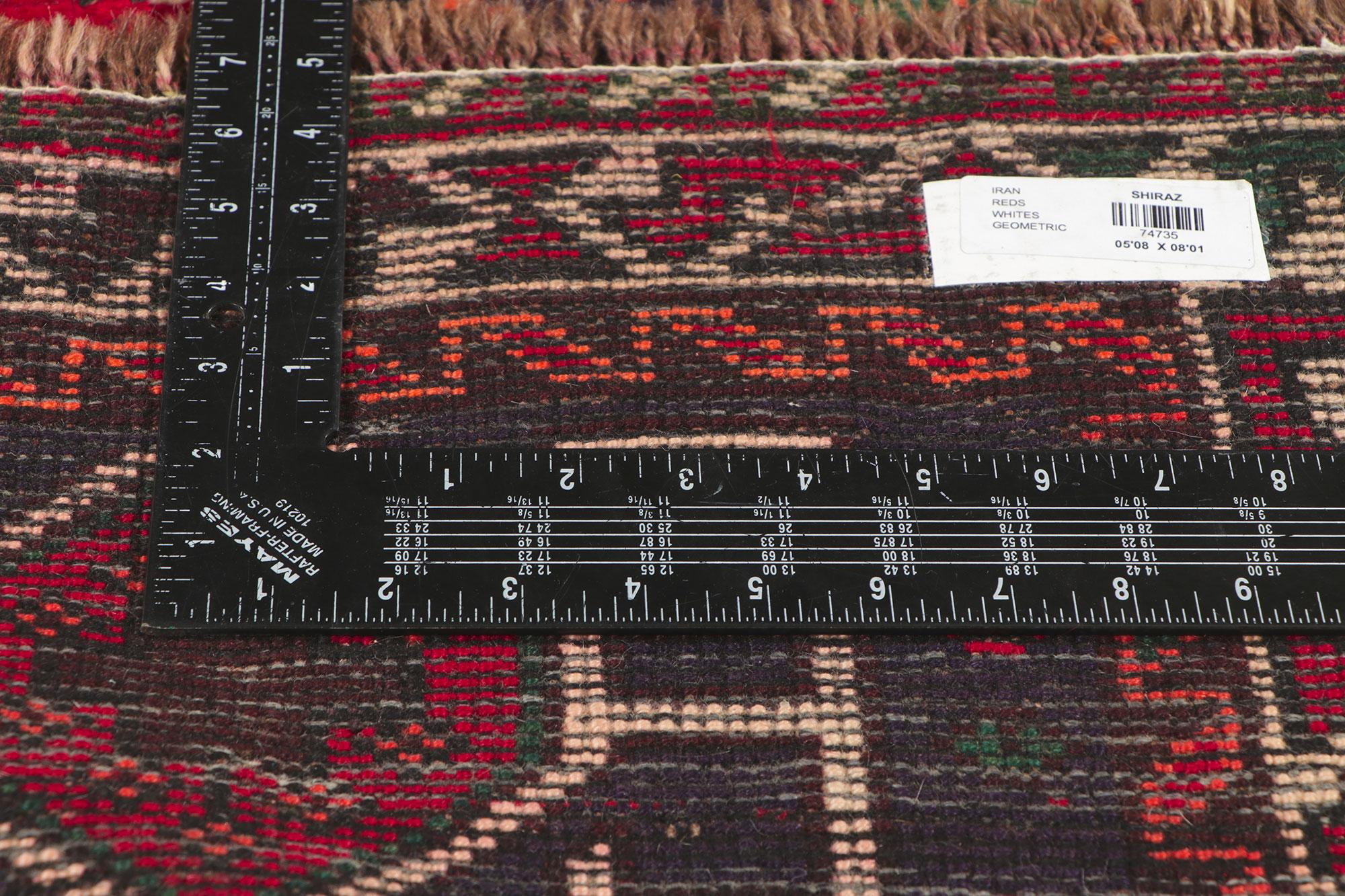 Wool Vintage Red Persian Shiraz Tribal Rug For Sale