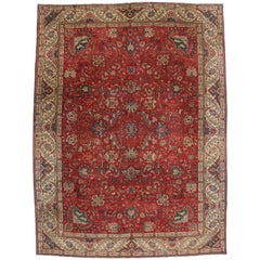 Tappeto Tabriz persiano rosso vintage, 10'10 x 14'05