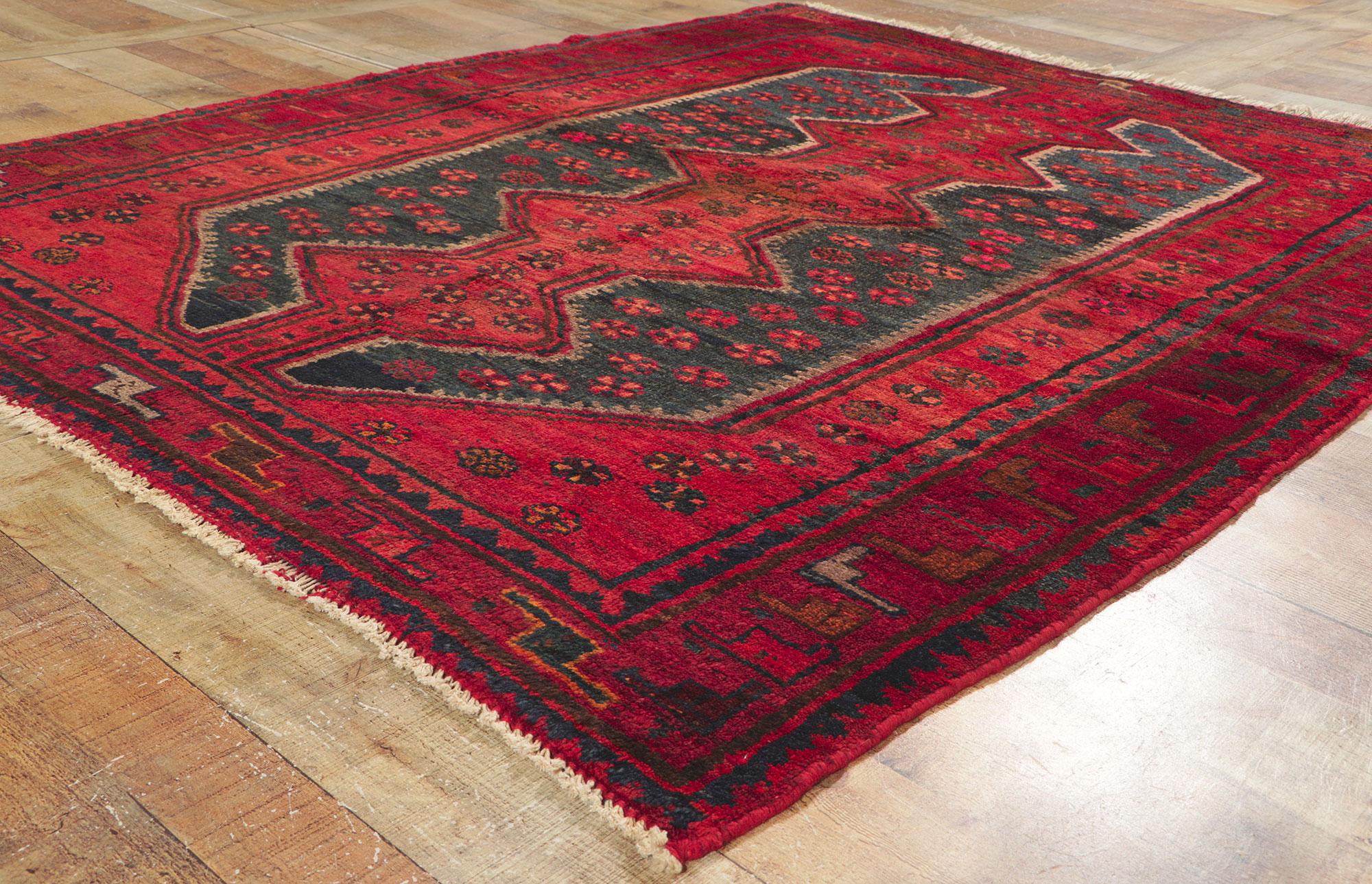 Vintage Red Persian Tribal Hamadan Rug For Sale 1