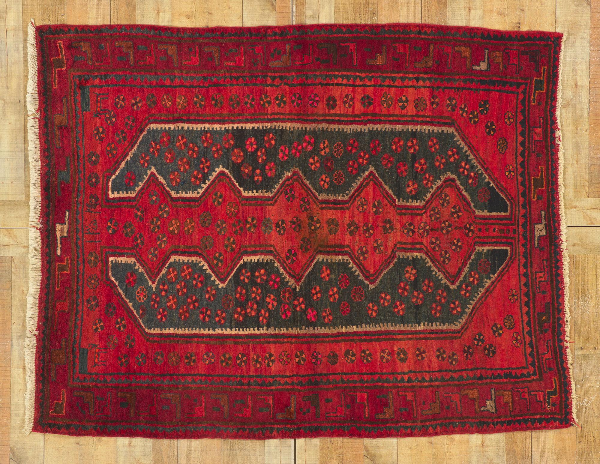 Vintage Red Persian Tribal Hamadan Rug For Sale 3