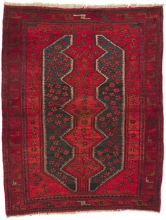 Tapis vintage persan tribal rouge de Hamadan 