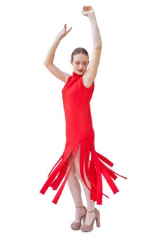 Vintage Red Pierre Cardin 1960s Car Wash Dress