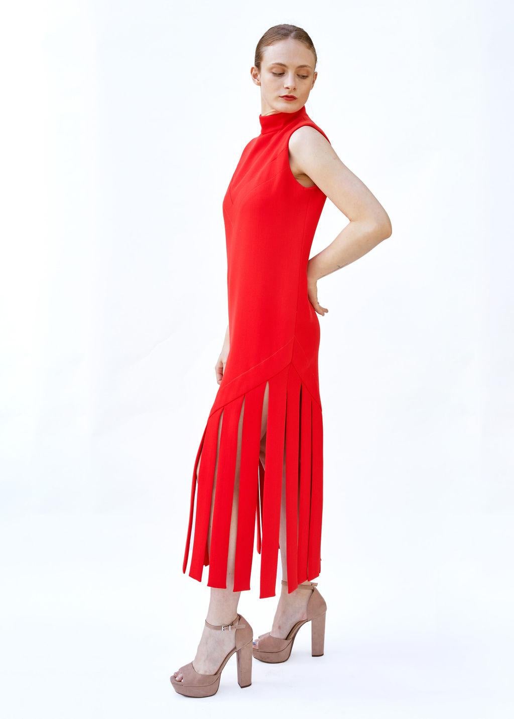 Vintage Red Pierre Cardin 1960s Car Wash Dress In Excellent Condition For Sale In Los Angeles, CA