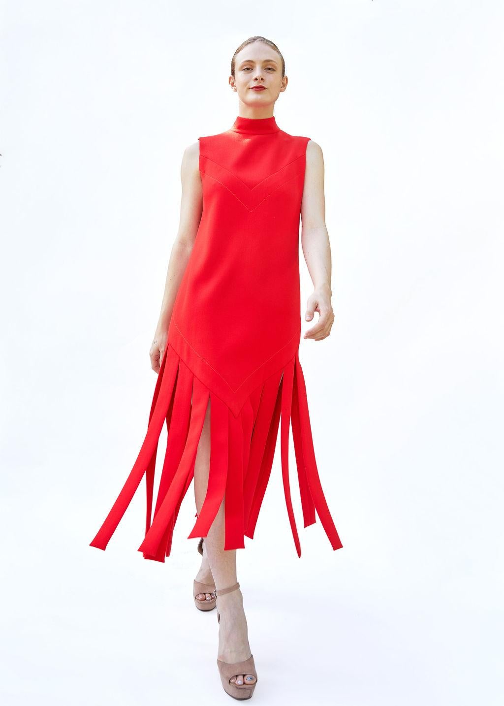 Vintage Red Pierre Cardin 1960s Car Wash Dress For Sale 1
