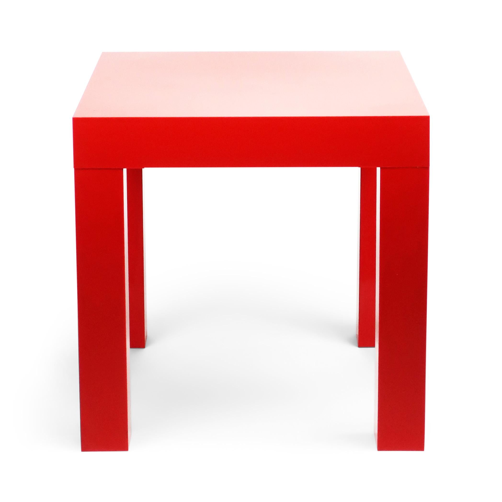 red plastic side table