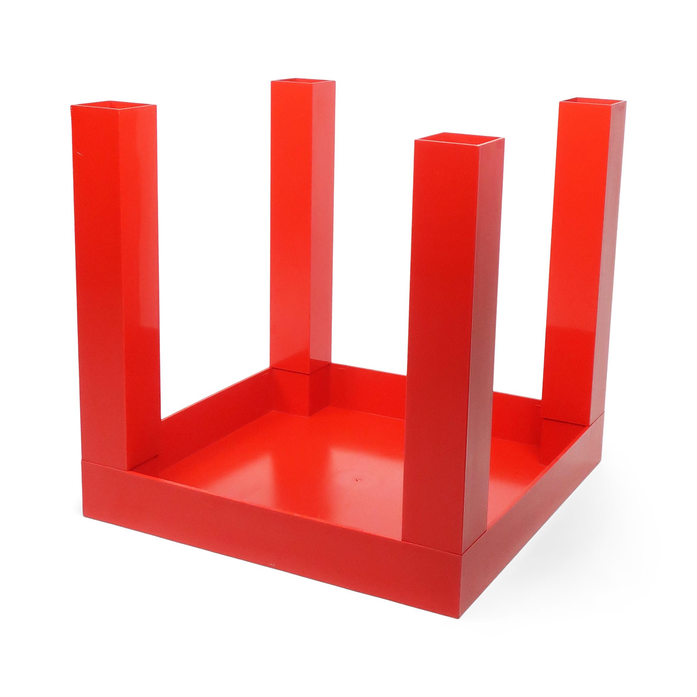 20th Century Vintage Red Plastic Parson Side Table For Sale