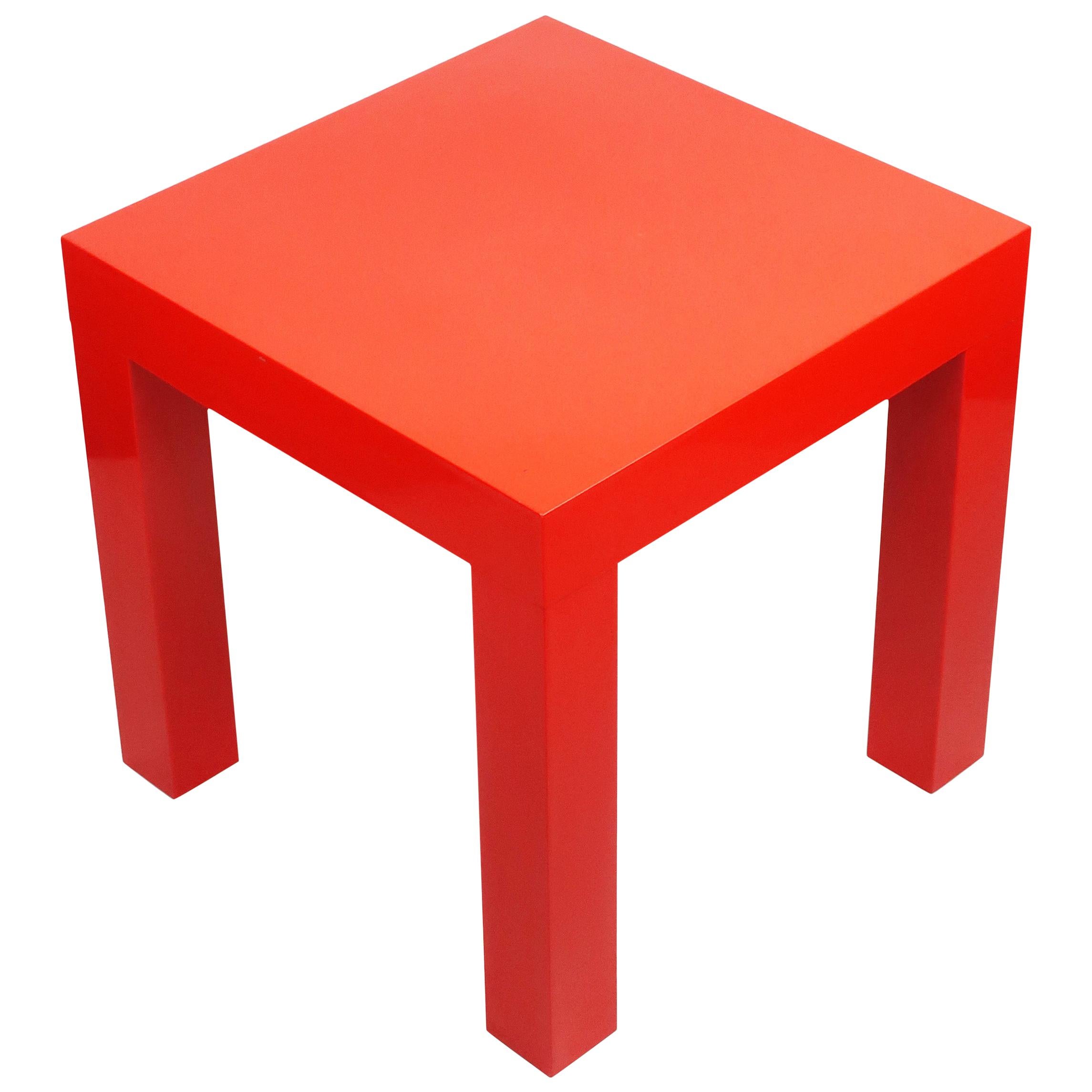 Vintage Red Plastic Parson Side Table For Sale