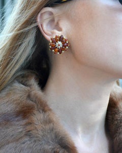 Vintage Red Poinsettia Cluster Earrings